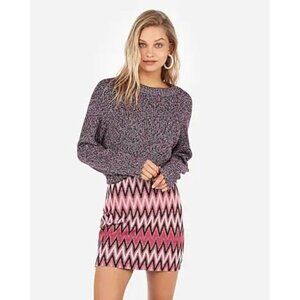 Express Chevron Knit High Waisted Mini Skirt